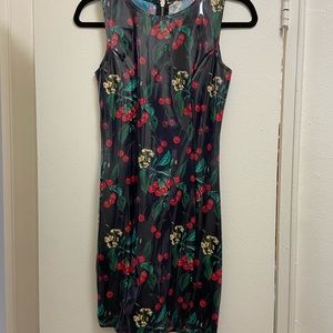 BlackMilk Cherry Bodycon PVC Sample Dress